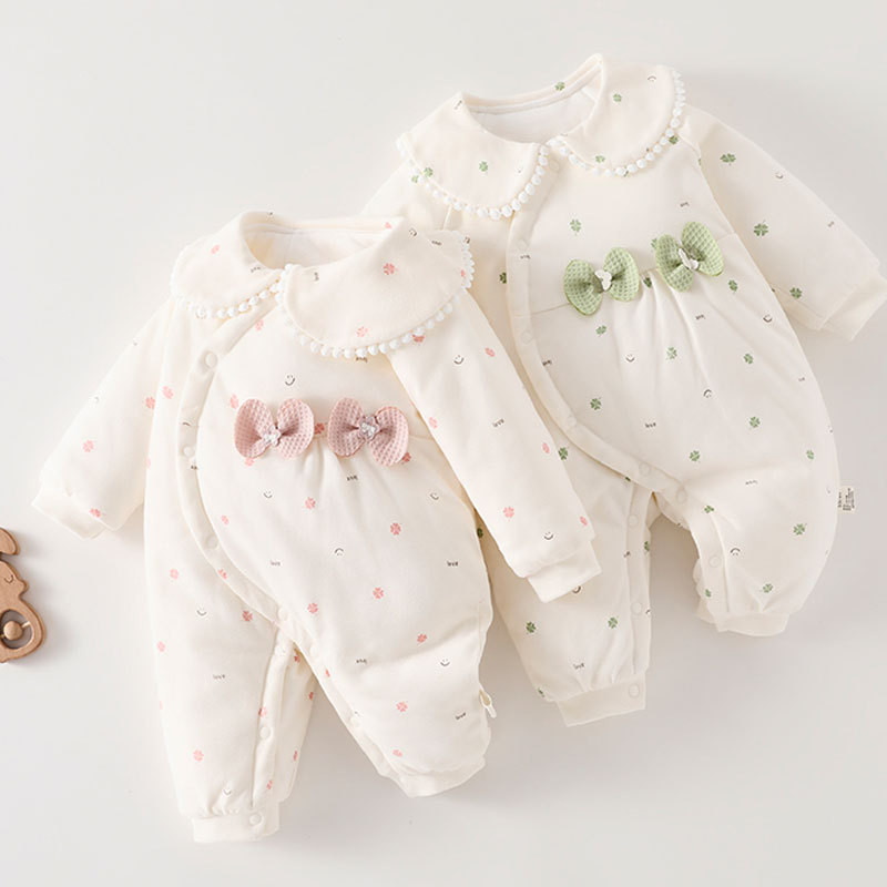 【专柜货】婴儿衣服秋冬季厚棉新生儿棉袄公主袖衣宝宝夹棉加厚棉服