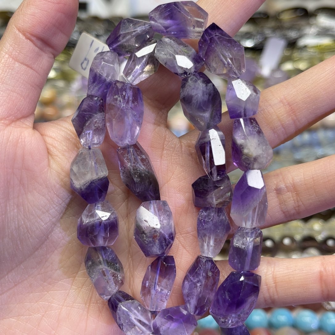 玛瑙/玉髓散珠天然紫水晶卡10到12之间长条38厘米