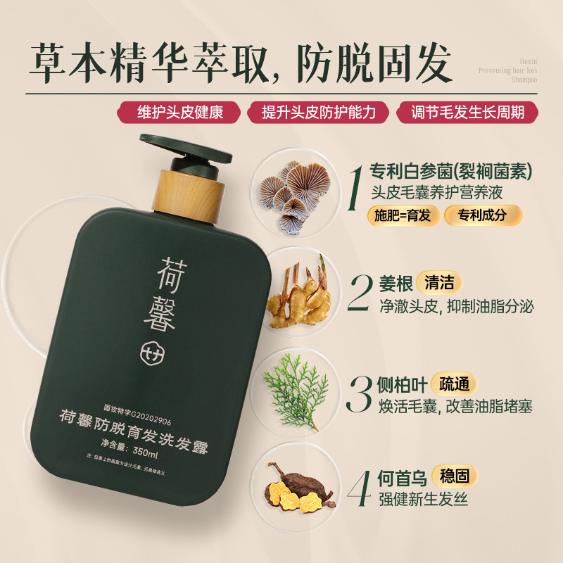 【12周+6000根】荷馨白参菌防脱育发洗发露350ml固发护发洗发水-f2