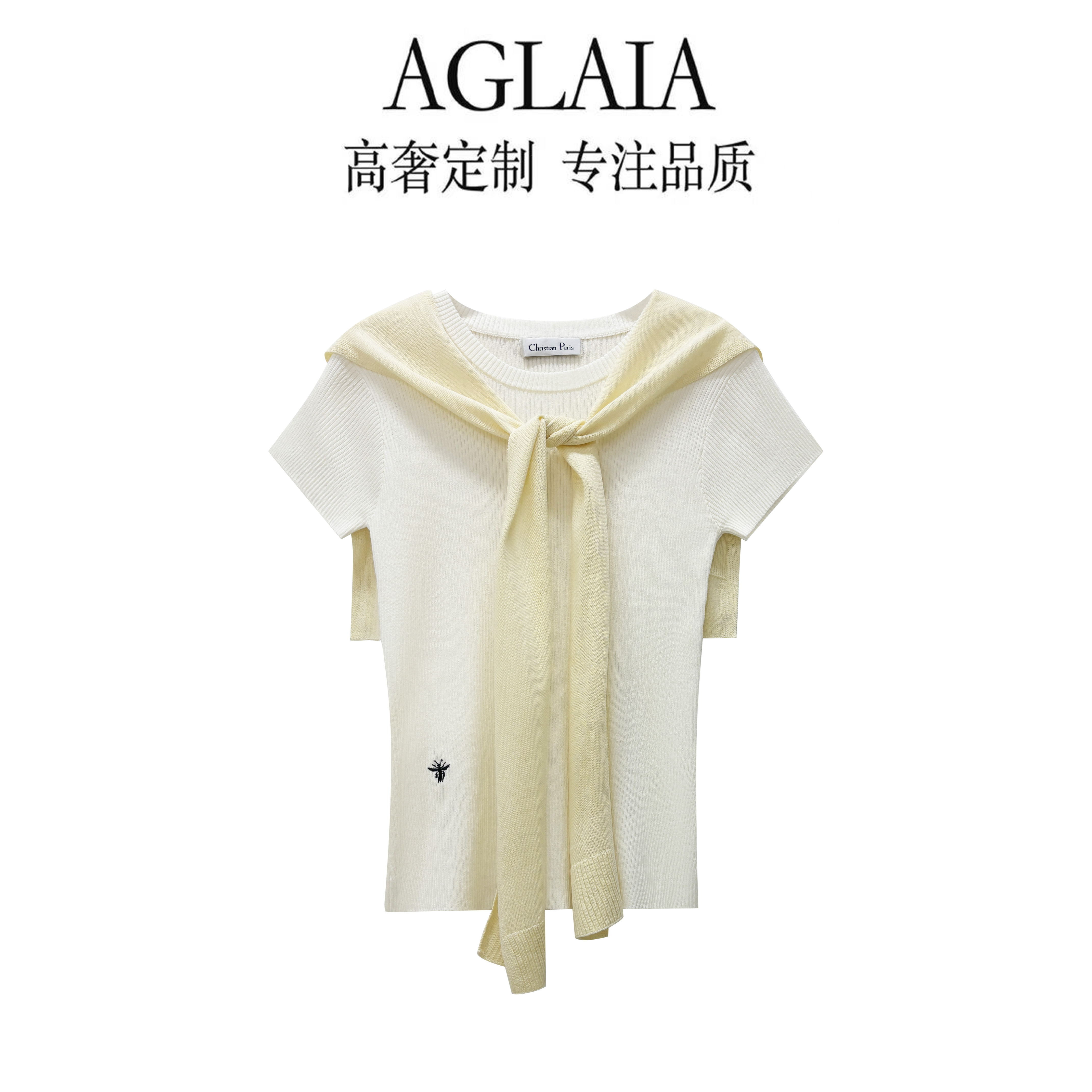 AGLAIA夏季新款甜美减龄针织衫简约时尚显瘦高奢百搭披肩上衣6037