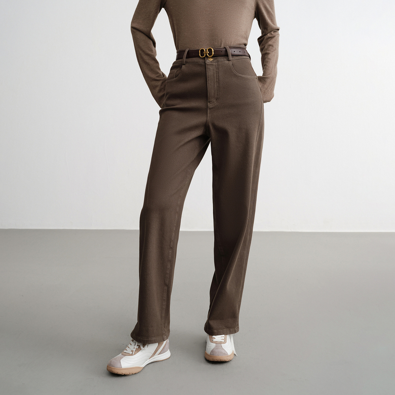 【天丝牛奶绒】EP雅莹新款女装 挺括莱赛尔天丝高腰阔腿裤J618A