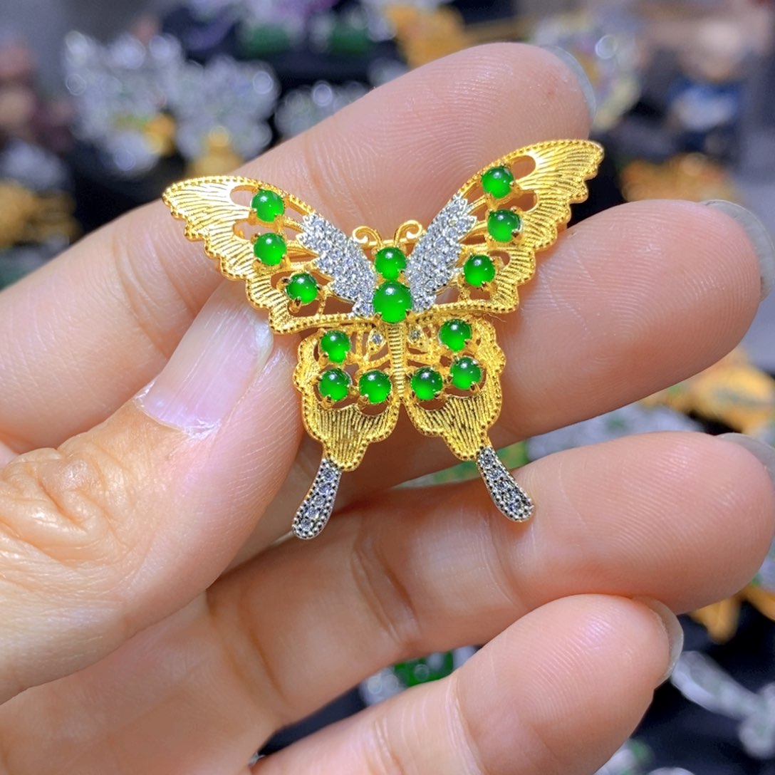 翡翠耳钉银S925镶嵌天然翡翠