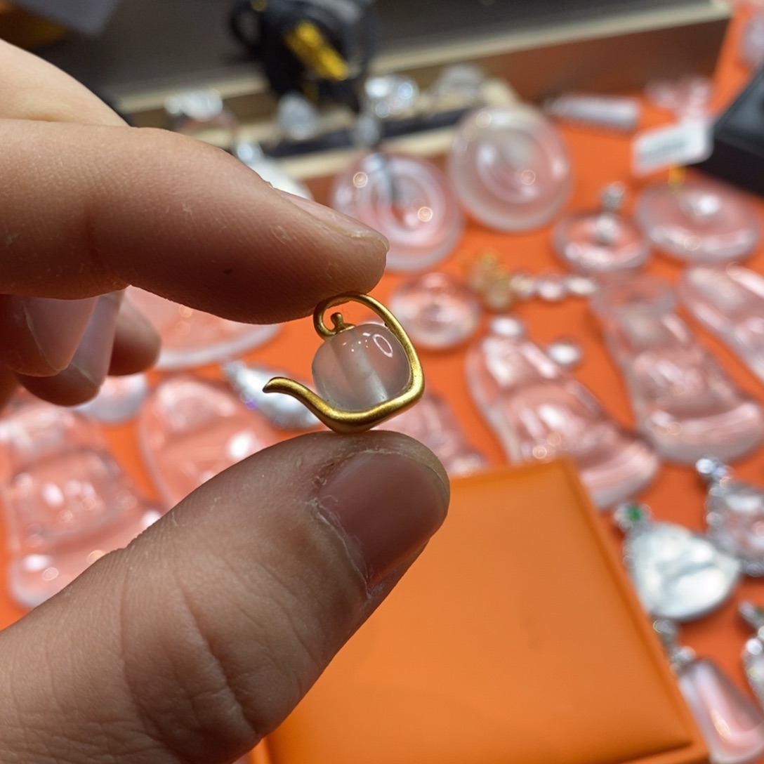 石英质玉吊坠银S925镶嵌