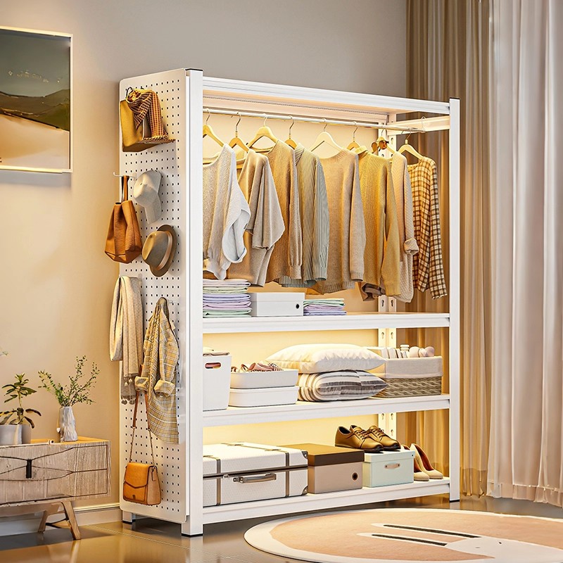 【9856人收藏】家用开放式货架衣柜落地卧室出租房钢制衣物收纳衣架