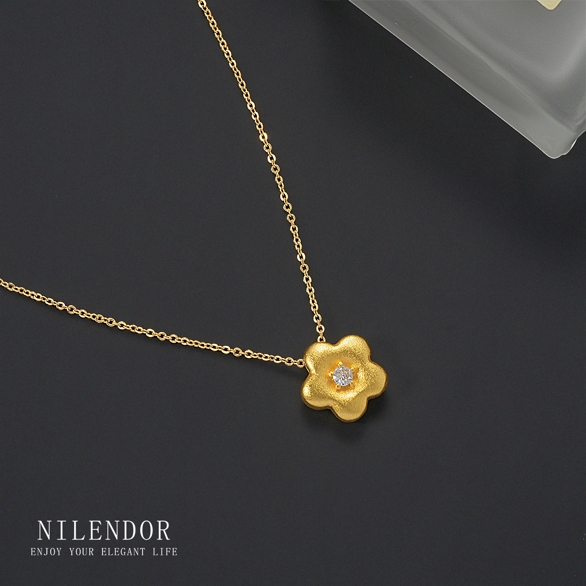 铜合金项链 XL-412精致金色拉丝花朵项链