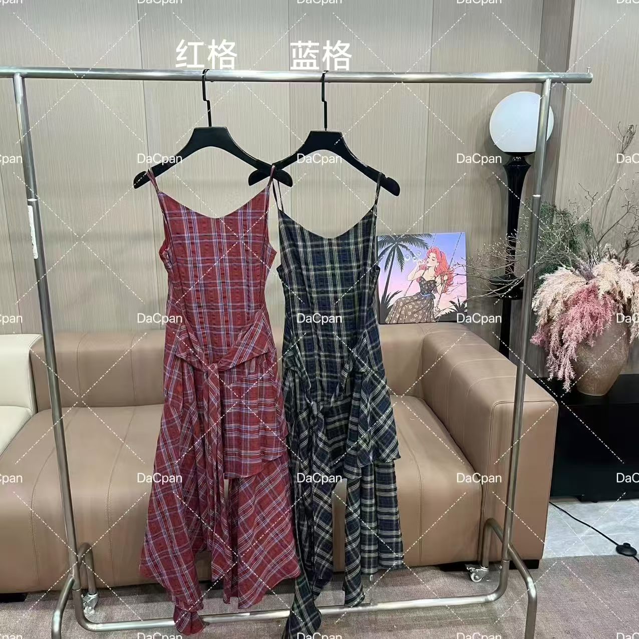 DACPAN-“格纹公式”不规则绑带格子吊带连衣裙 2025/盼·PPT 1017