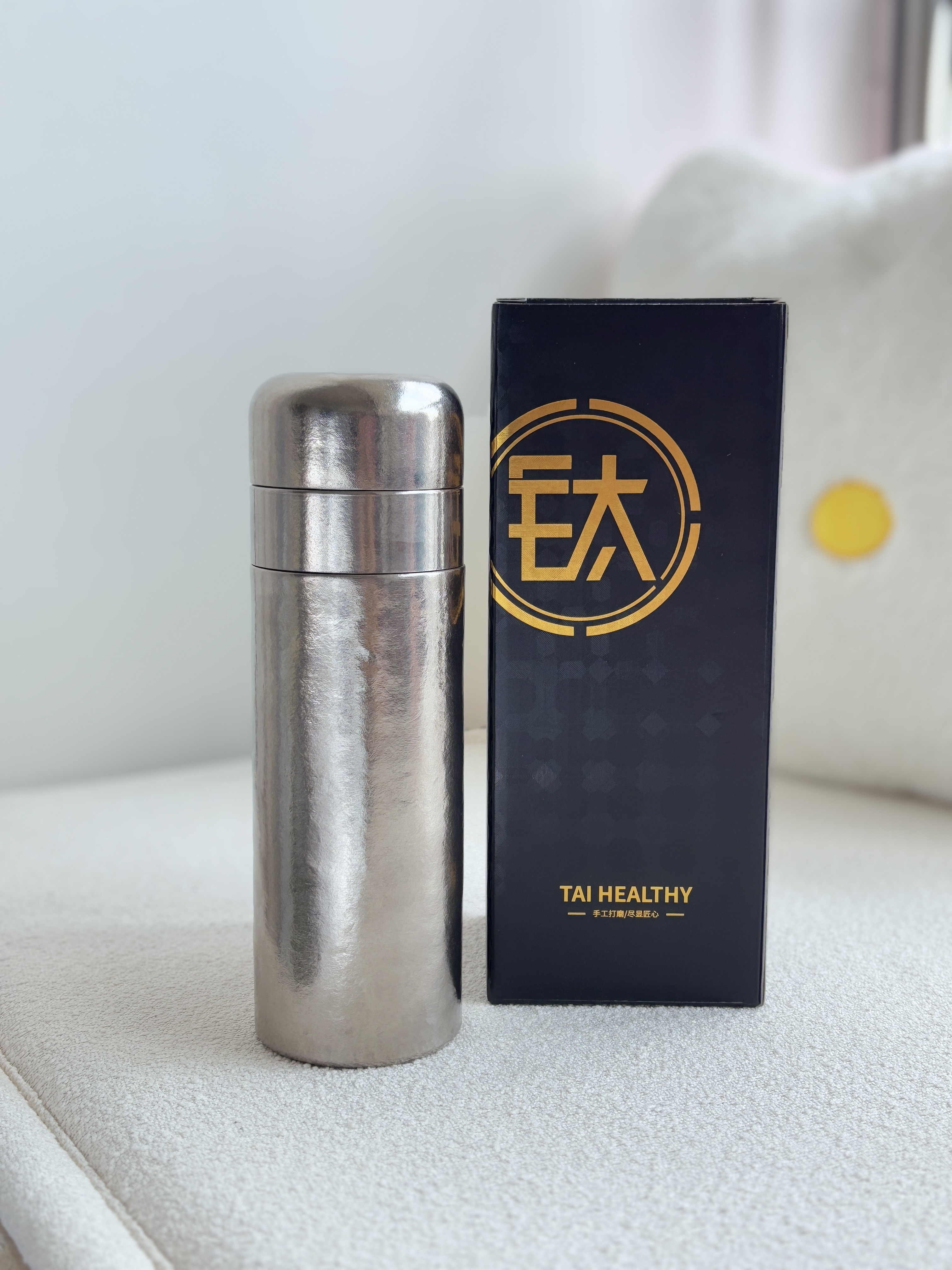 双层纯钛泡茶杯全钛茶水分离杯500ML高档焖泡杯泡茶杯家用送礼