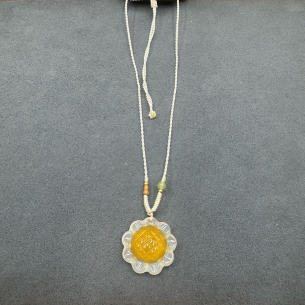 3045-玉髓向日葵吊坠一个带链26mm多样性发一