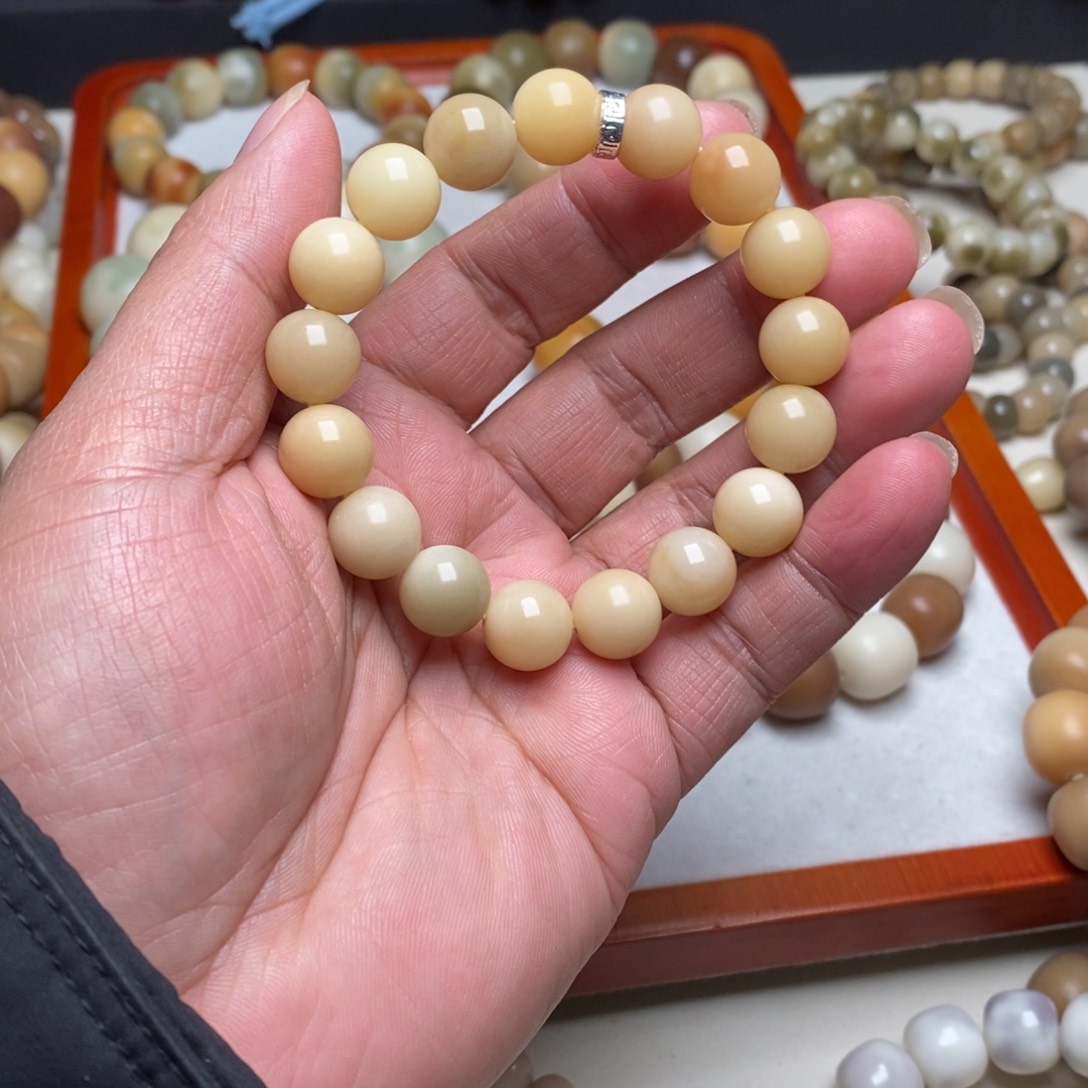 菩提根/象牙果手串卡12奶咖圆珠