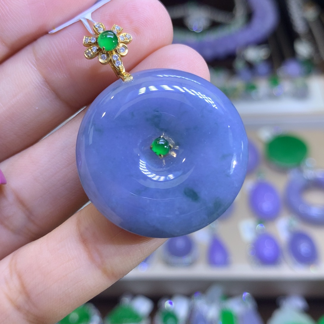 翡翠耳饰18K金镶嵌翡翠