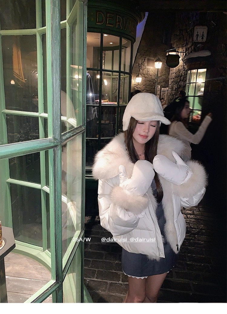 北欧雪宝"带手套面包服外套短款