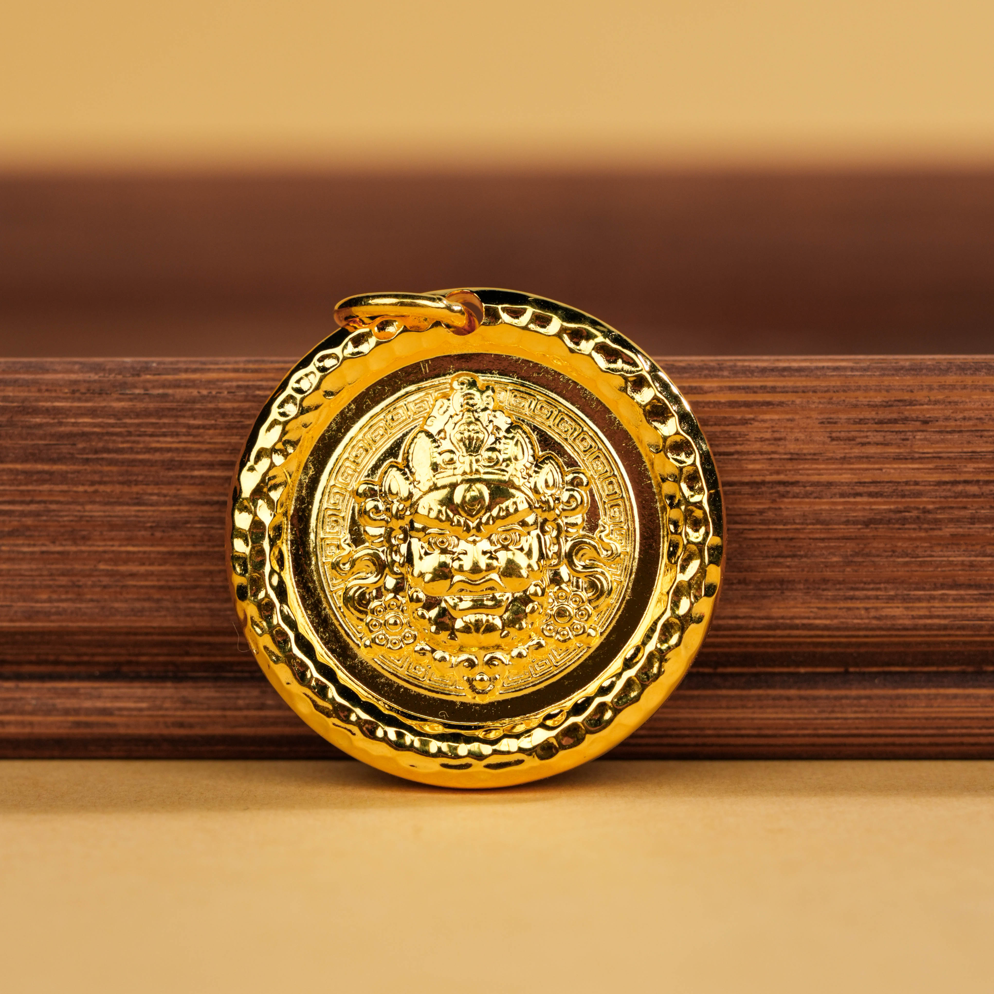 吊坠足银 足银吊坠【万两】足银黄财神吊坠锤纹立体古法男女同款