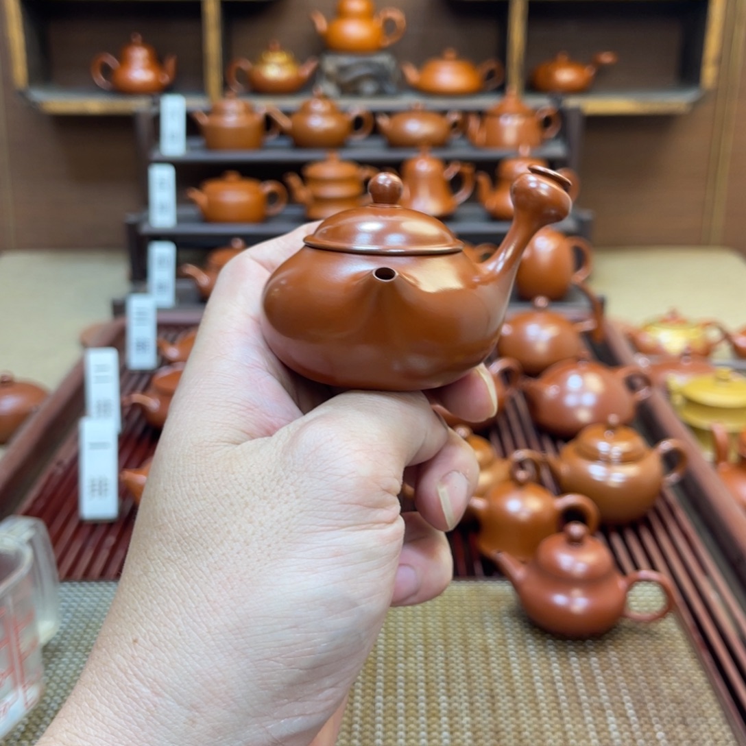朱泥茶壶侧把50-60cc