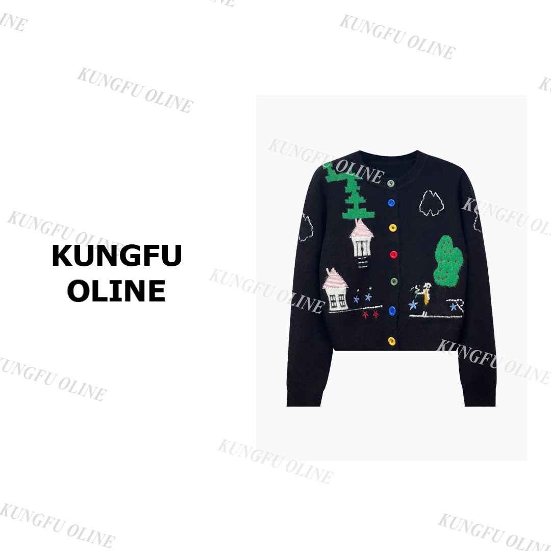 【小妖】KS28-60秋冬新款小房子开衫复古提花高级长袖针织衫