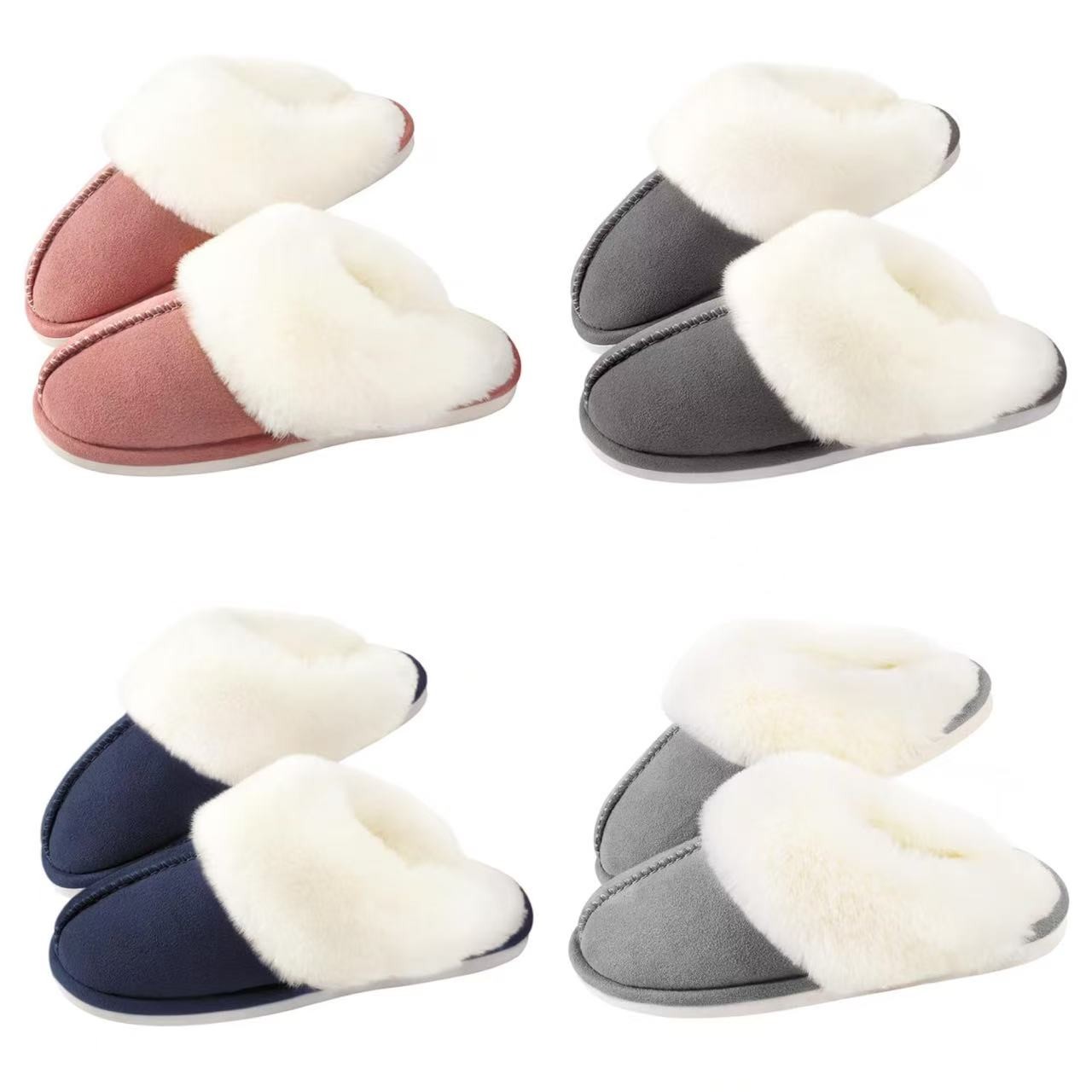 居家麂皮拖鞋毛绒厚底加绒面料