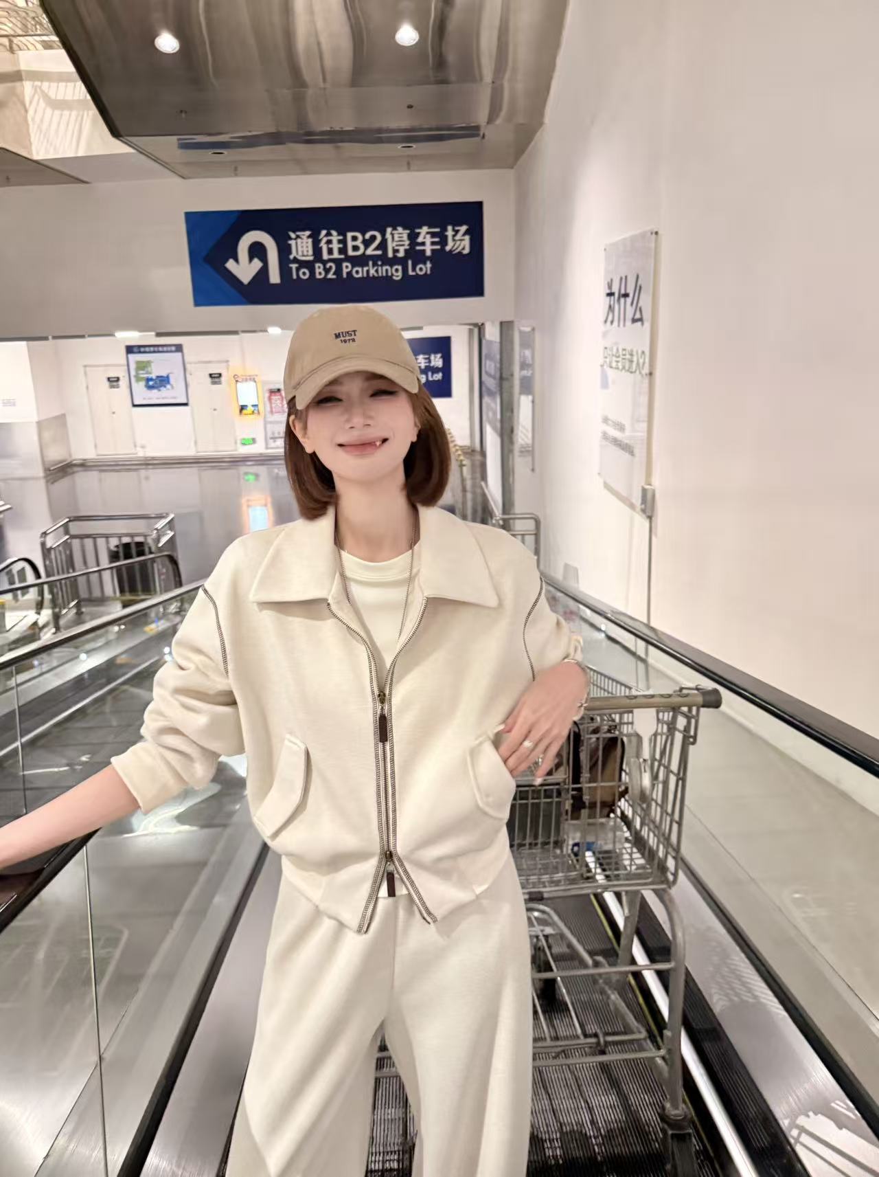 【芝士Cheese】卢瓦尔河畔 冬季慵懒双拉链外套+松紧腰弯刀裤两件套