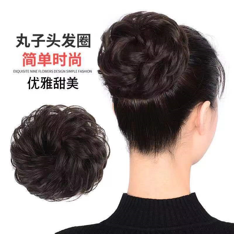 头发少丸子头盘发圈仿真发假发圈盘发神器女大卷发饰加厚旗袍发包