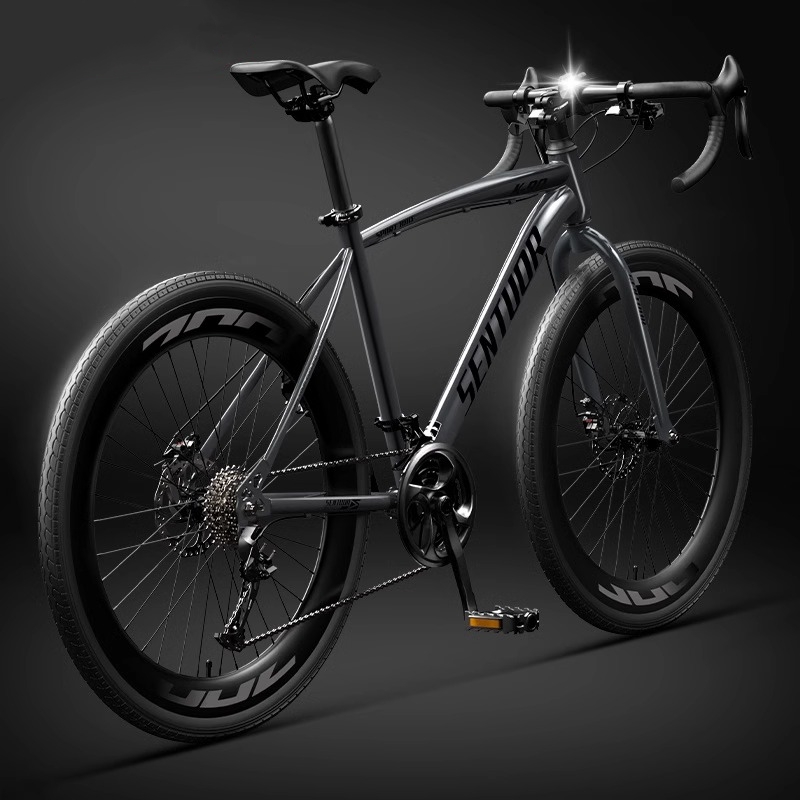 砾石公路自行车赛车超快竞速破风单车弯把变速超轻男女款成人瓜车