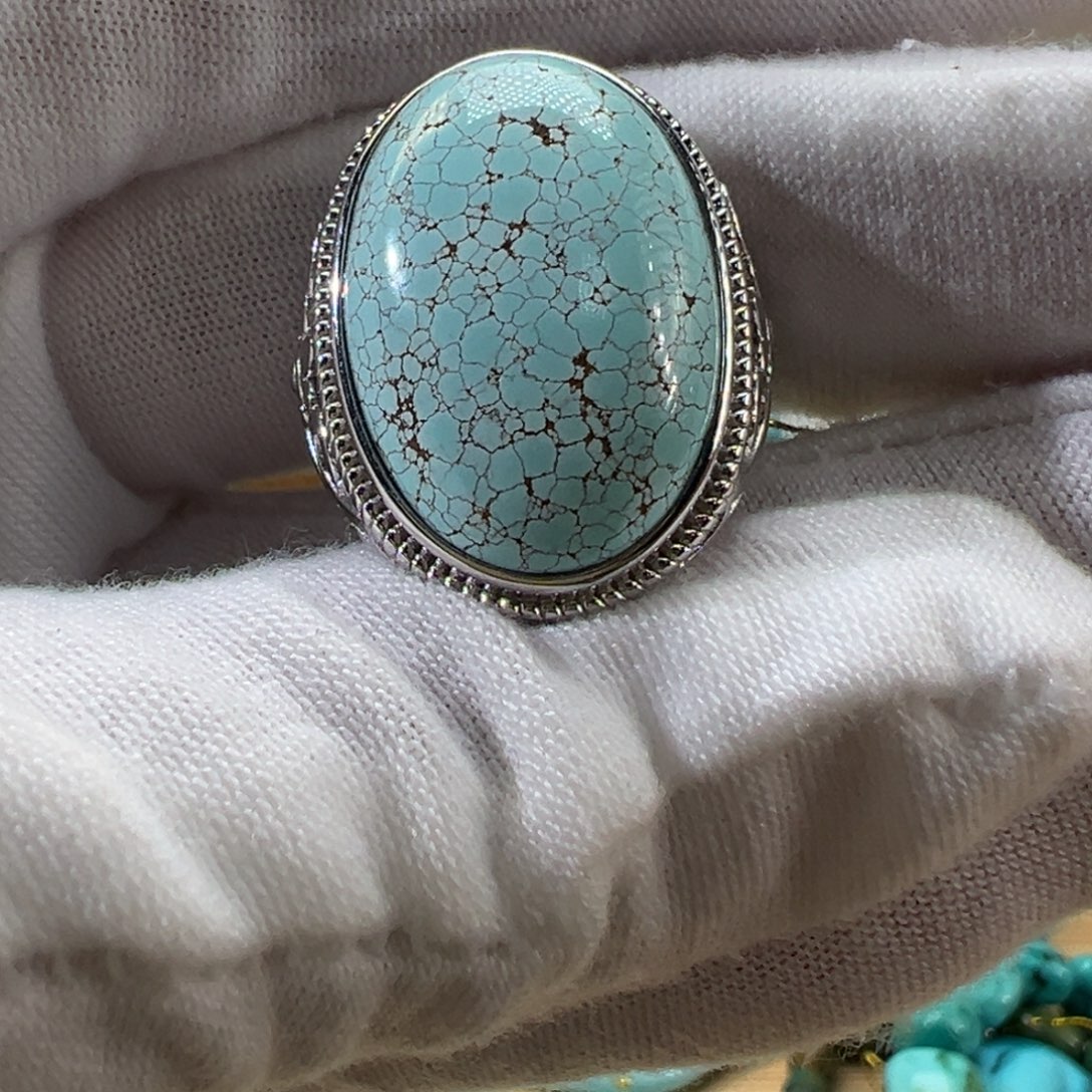 绿松石银S925镶嵌戒指