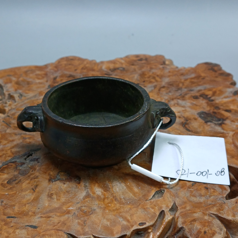 404号5-4铜制象鼻双耳香炉摆件茶道具价格详询