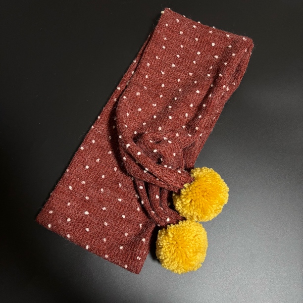 复古波点毛球围巾女秋冬保暖双层围脖文艺时尚百搭蓬松柔软