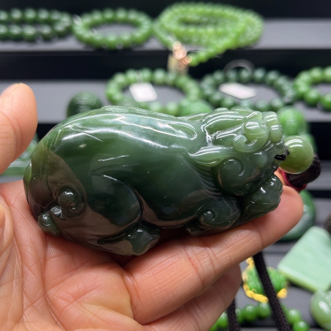 和田玉（碧玉）手把件未镶嵌