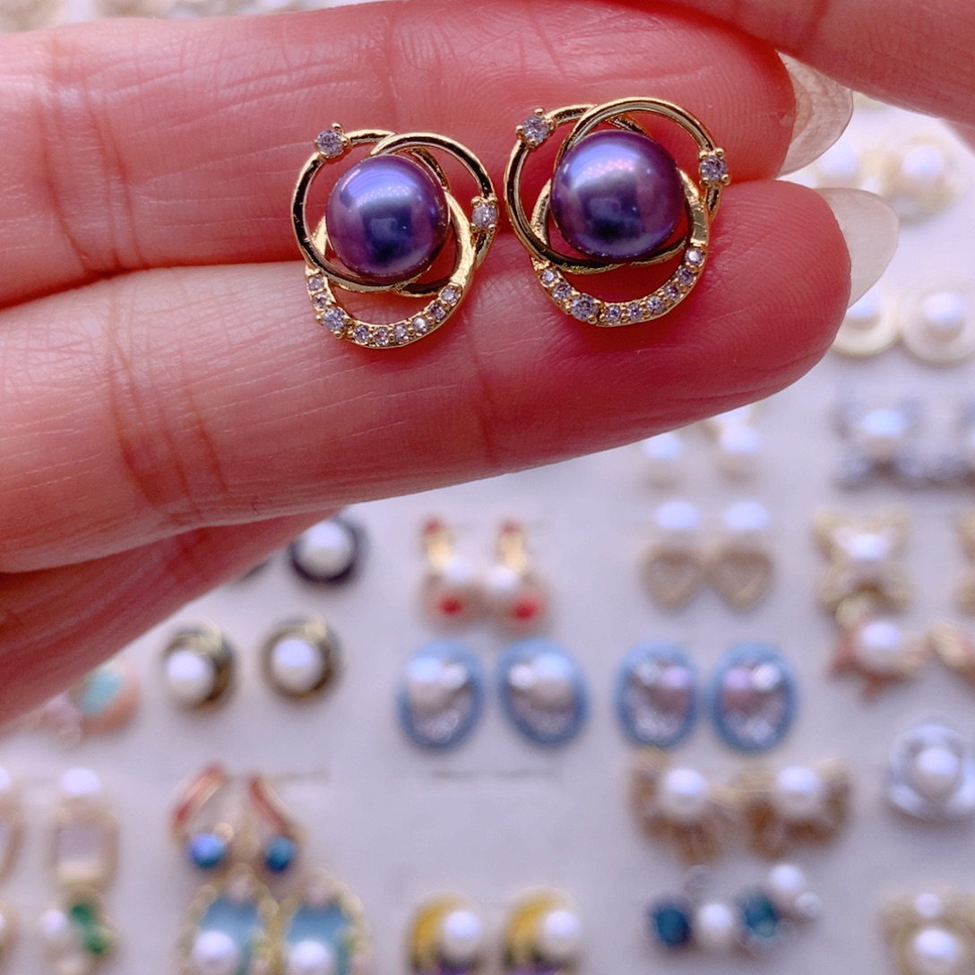 淡水珍珠耳饰合金