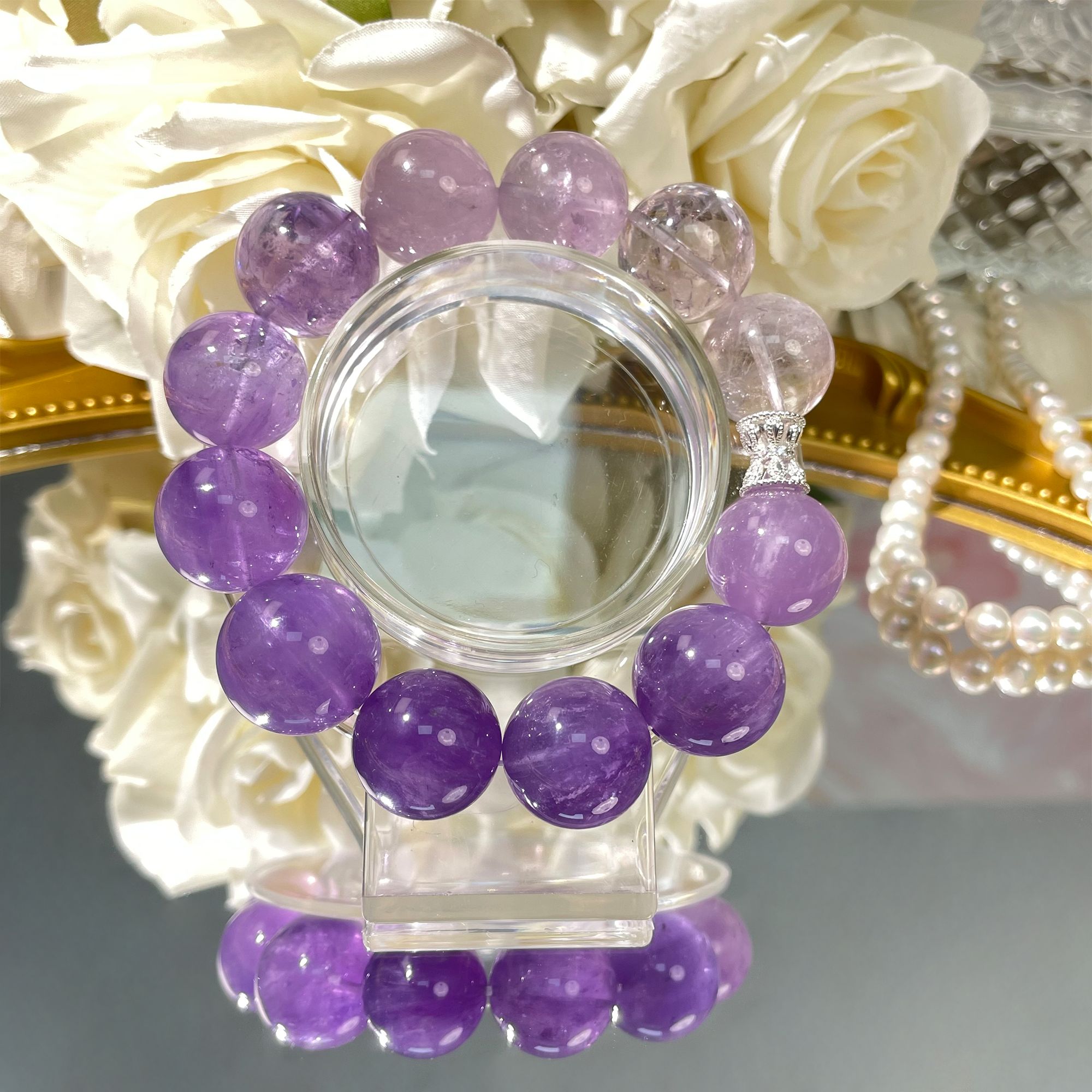 【紫霞】天然水晶紫水拉丝闪紫原创（四单一起拍）