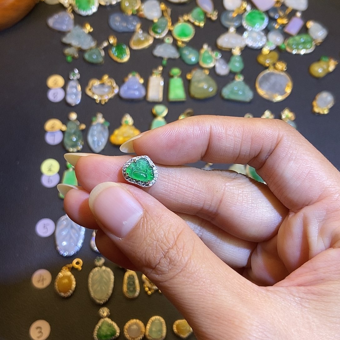 翡翠银S925镶嵌吊坠(不含链)