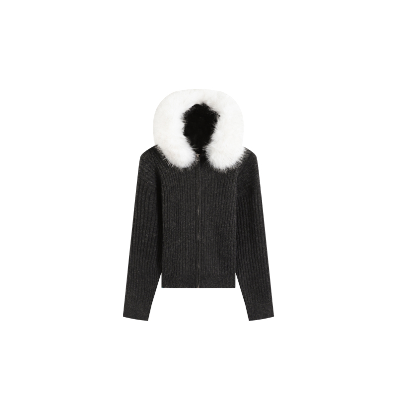 【MUCHEN】羊毛秋冬休闲女连帽长袖插肩袖时尚百搭25C-W1101