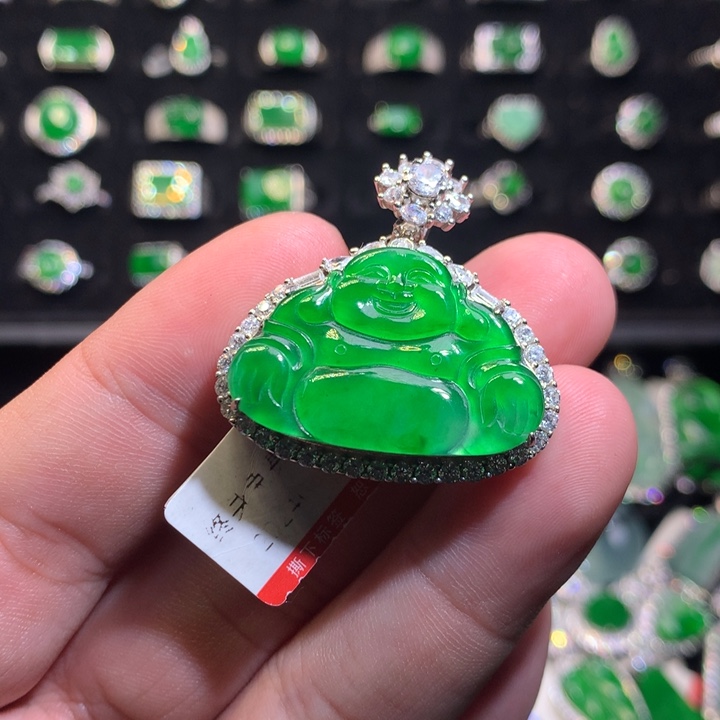 【闪购商品】翡翠吊坠(不含链)银S925镶嵌佛公