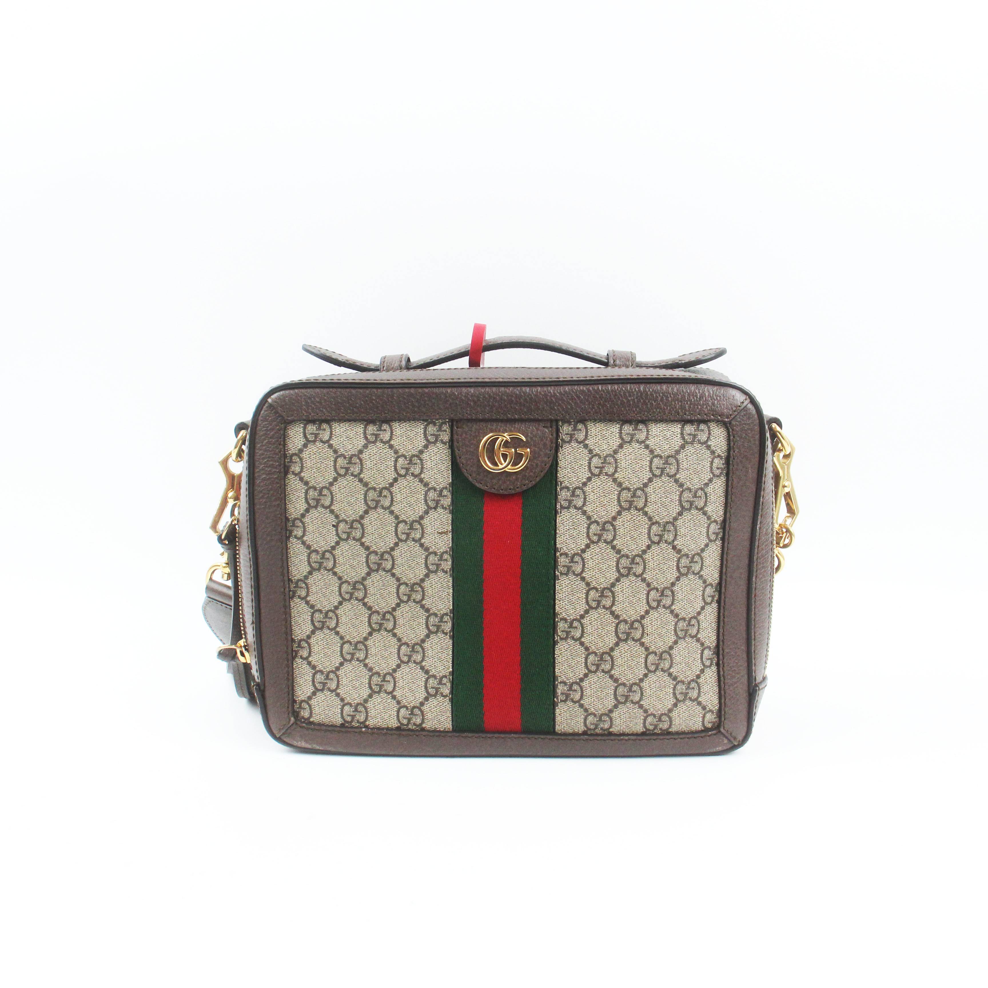 95新 GUCCI/古驰 77279老花Ophidia相机盒子包单肩斜挎包