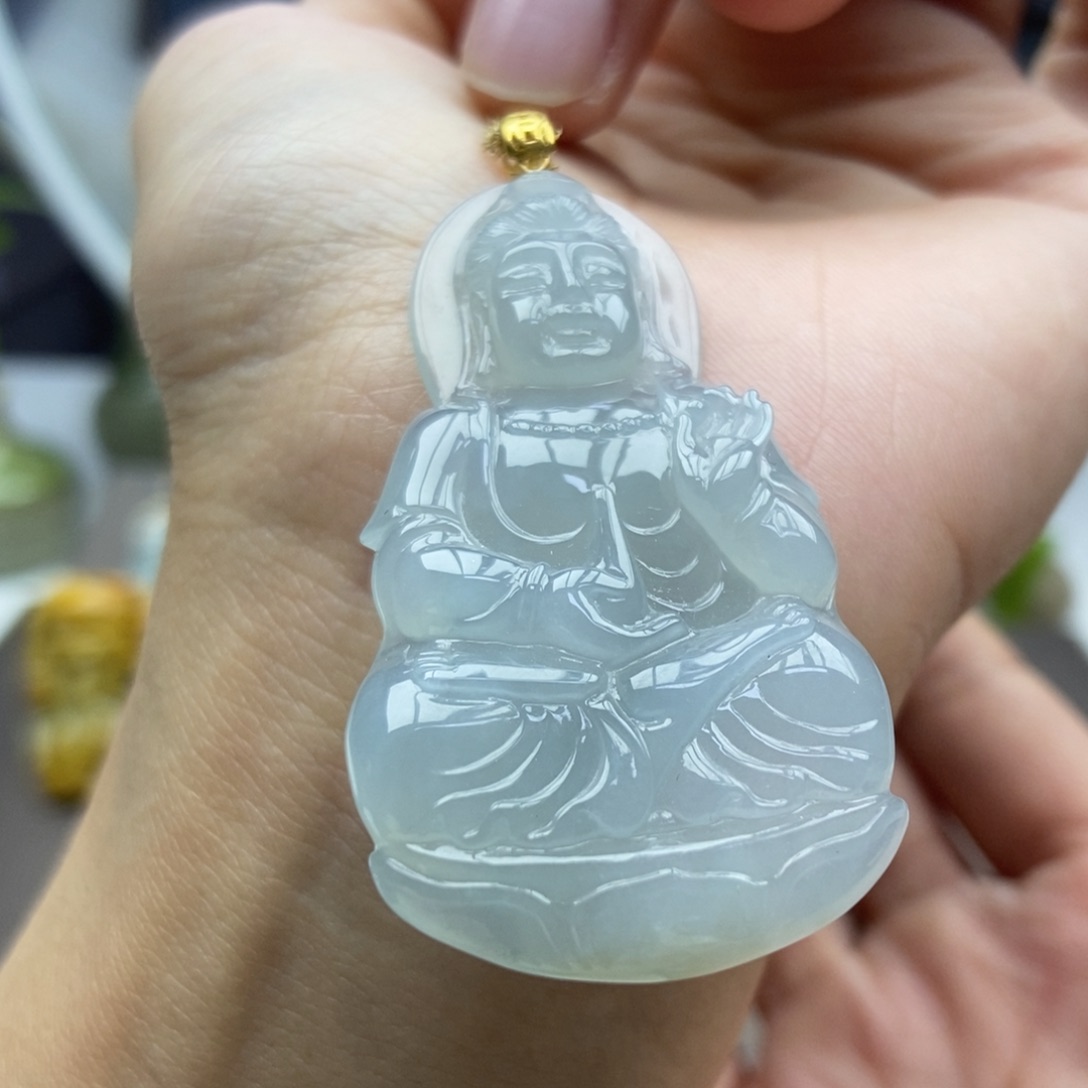 翡翠18K金镶嵌颈饰吊坠4