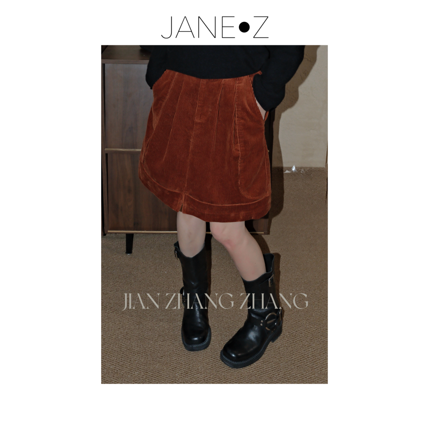 【法鲁庄园】100%棉复古灯芯绒A字显瘦小众设计感半身裙JZYCH128