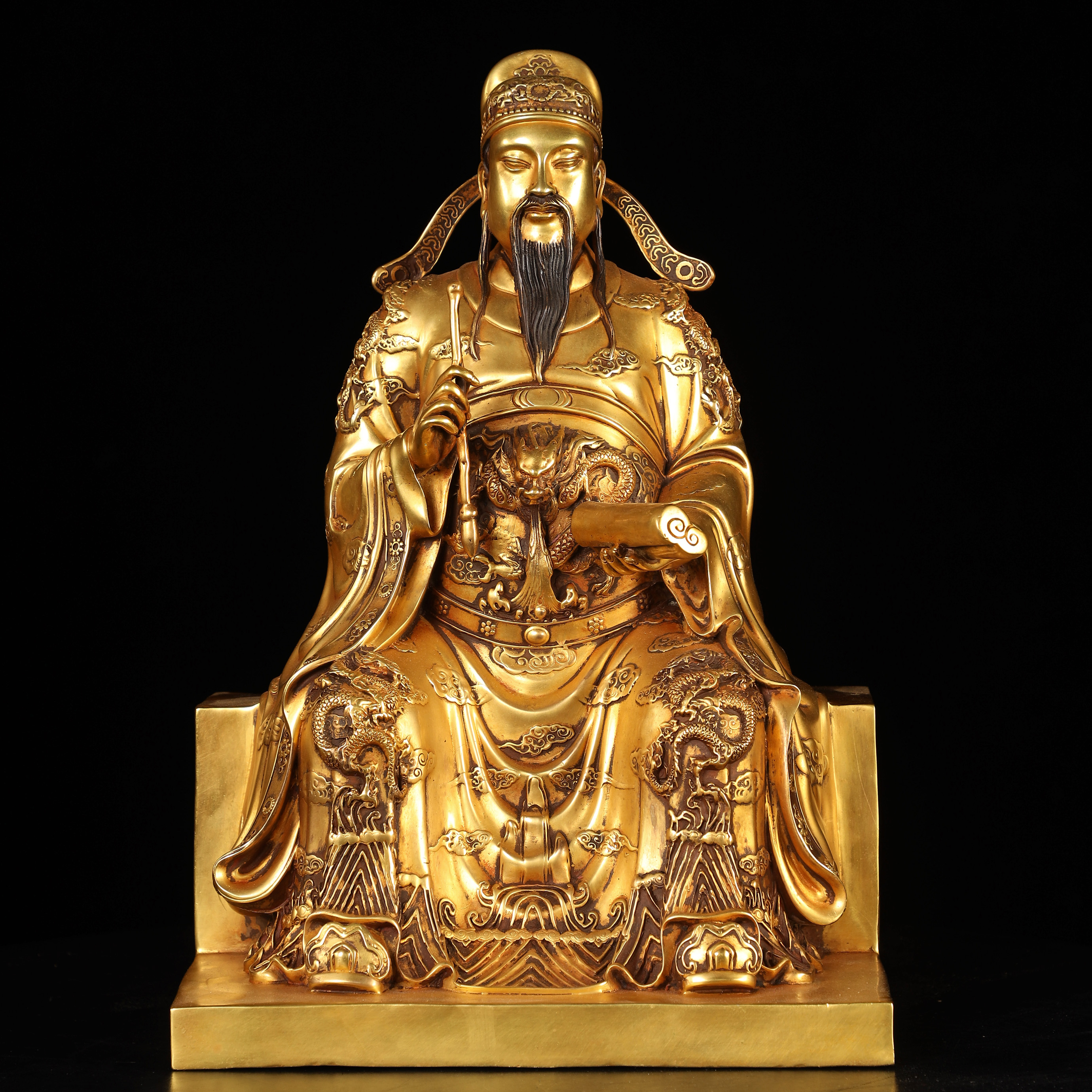 紫铜鎏金弥勒佛陶瓷文昌帝君佛像（37高度）工艺品家用雕刻佛堂神像