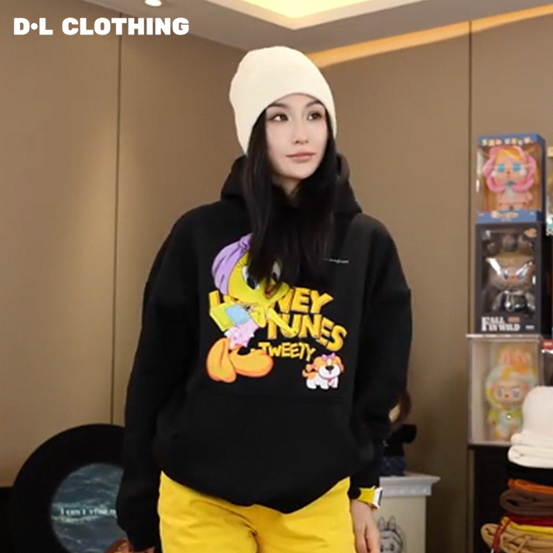 劉發發【翠儿小狗卫衣】K314-新款时尚百搭休闲加绒连帽重工卡通