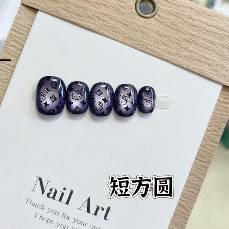纯手工甜酷可爱短款手工显白猫眼凯蒂穿戴甲适合学生