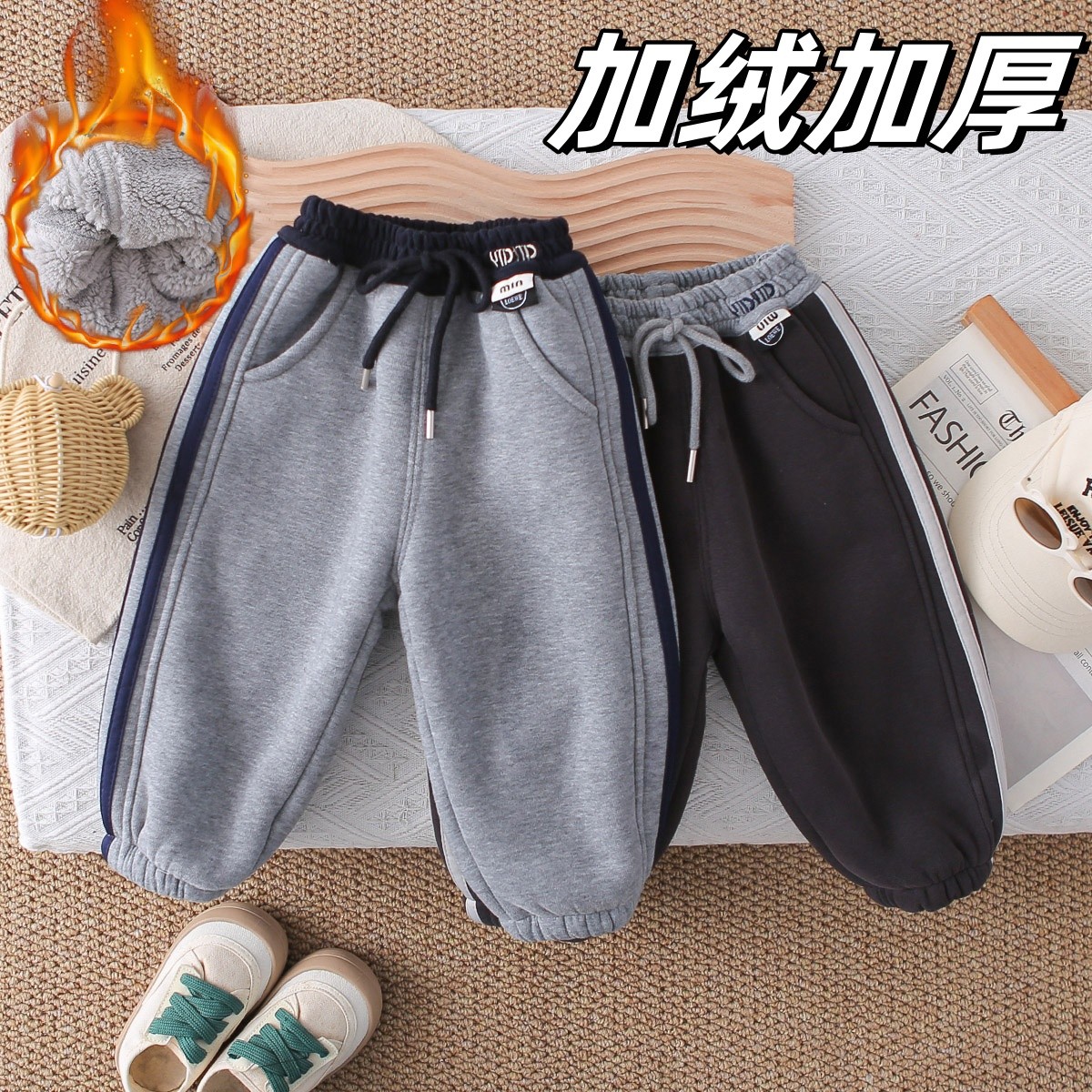 男童冬季加绒裤冬装儿童保暖一条过冬加绒加厚小童童装童裤休闲裤