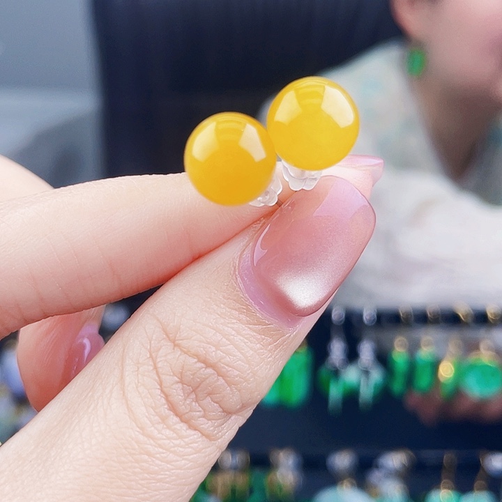 翡翠银S925镶嵌耳饰饰品