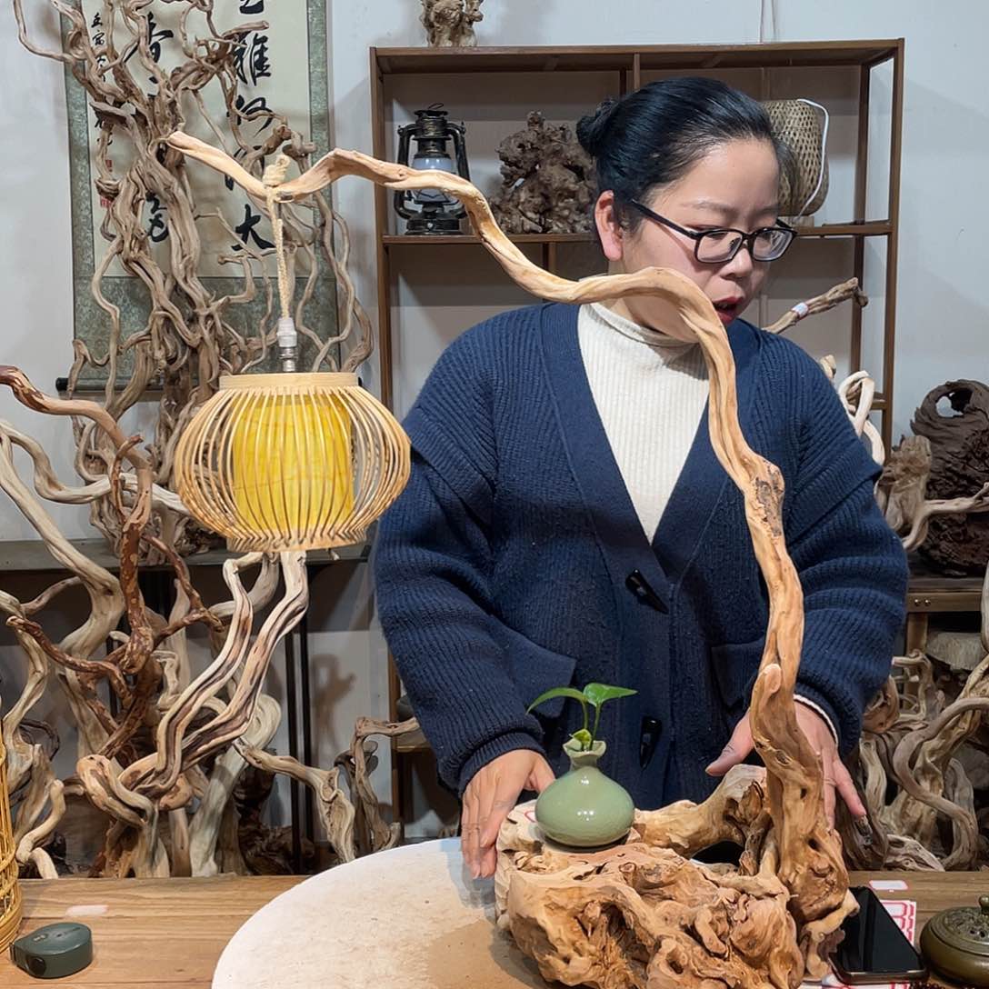 香杉木杜鹃根根艺摆件