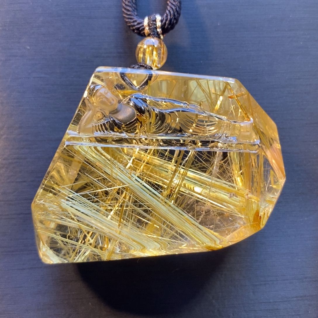 水晶颈饰未镶嵌天然水晶钛晶释迦牟尼佛吊坠