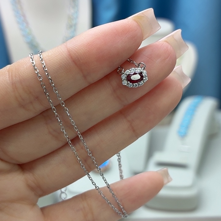 银S925镶嵌红宝石项链