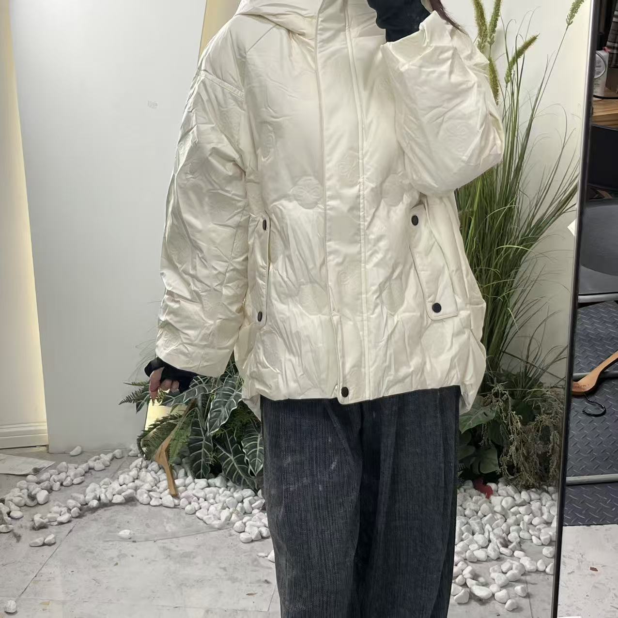 女士短款女装拉链连帽加厚中长款少女风长袖羽绒服NCYY23XD33