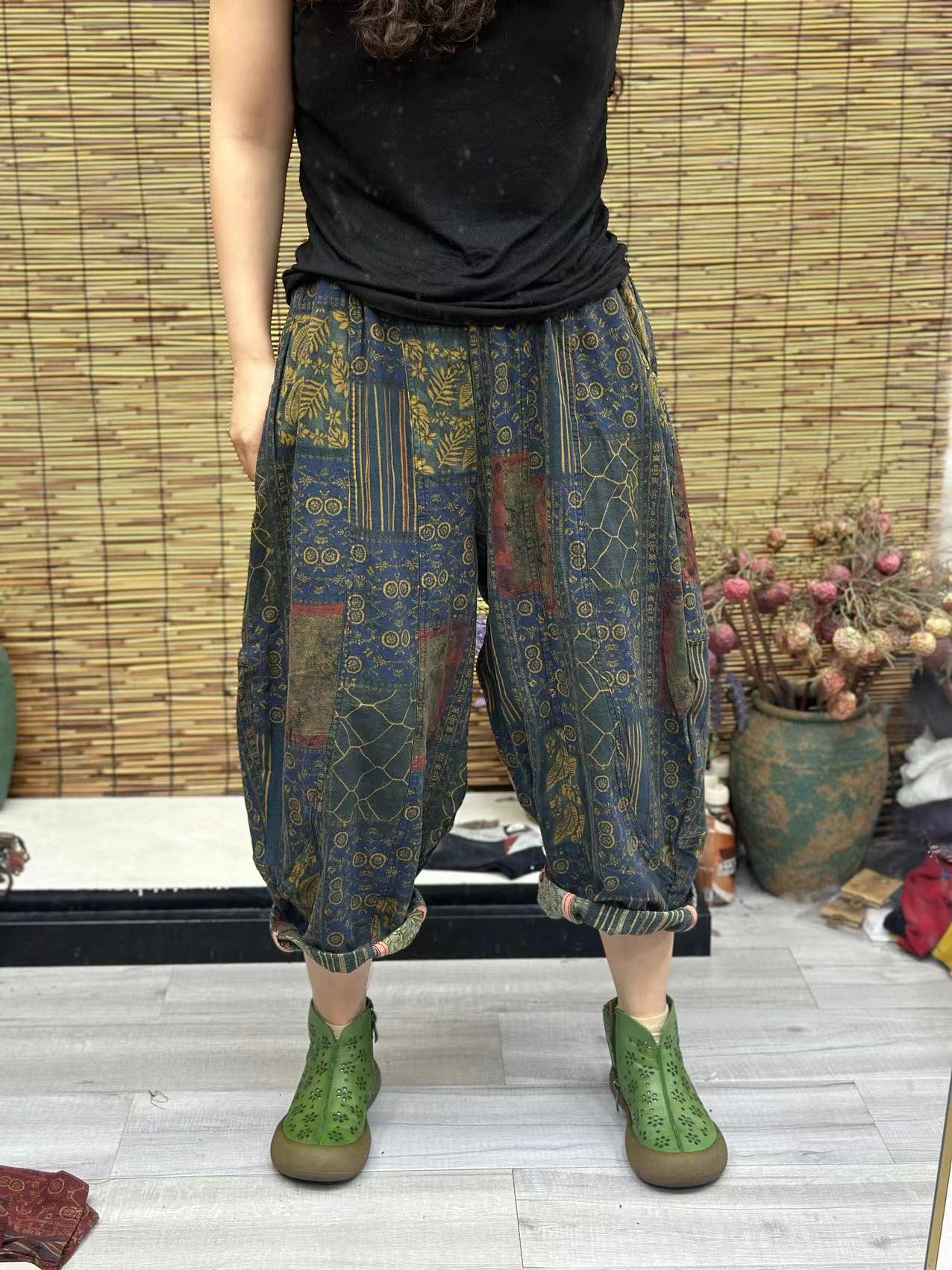 HY   全包边拼块拼花分割线裤