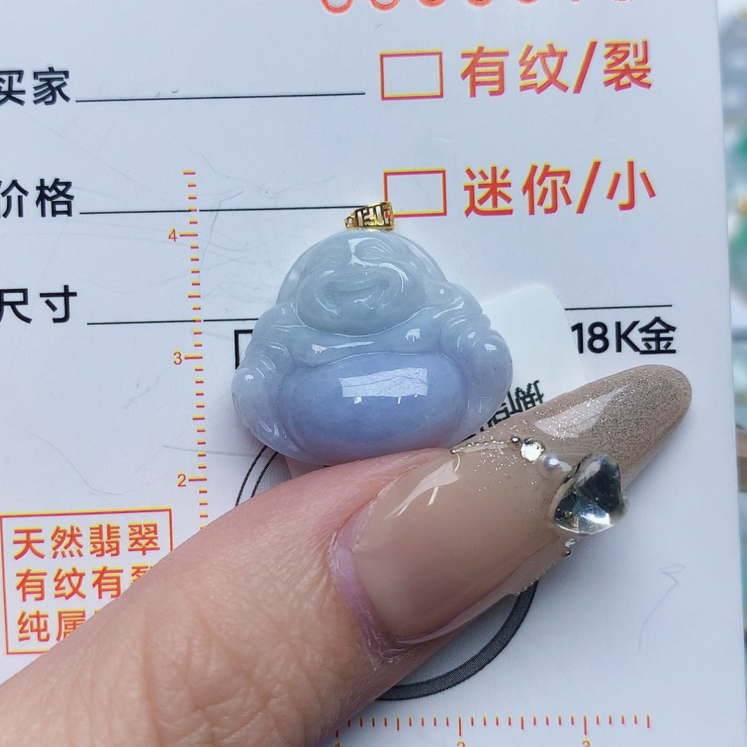 翡翠颈饰18K金镶嵌佛公