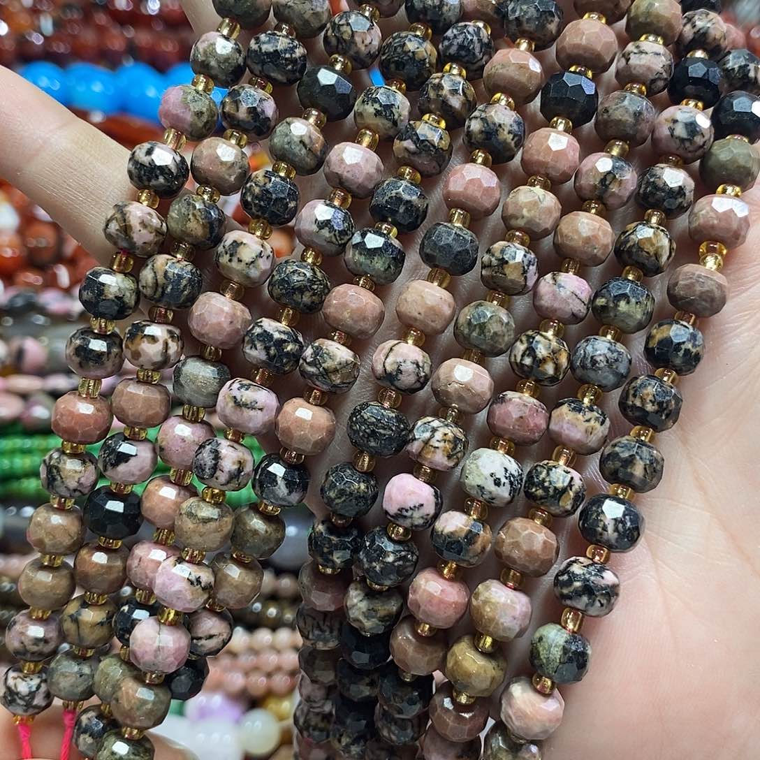 玛瑙/玉髓未镶嵌珠宝半成品天然蔷薇一条卡8mm