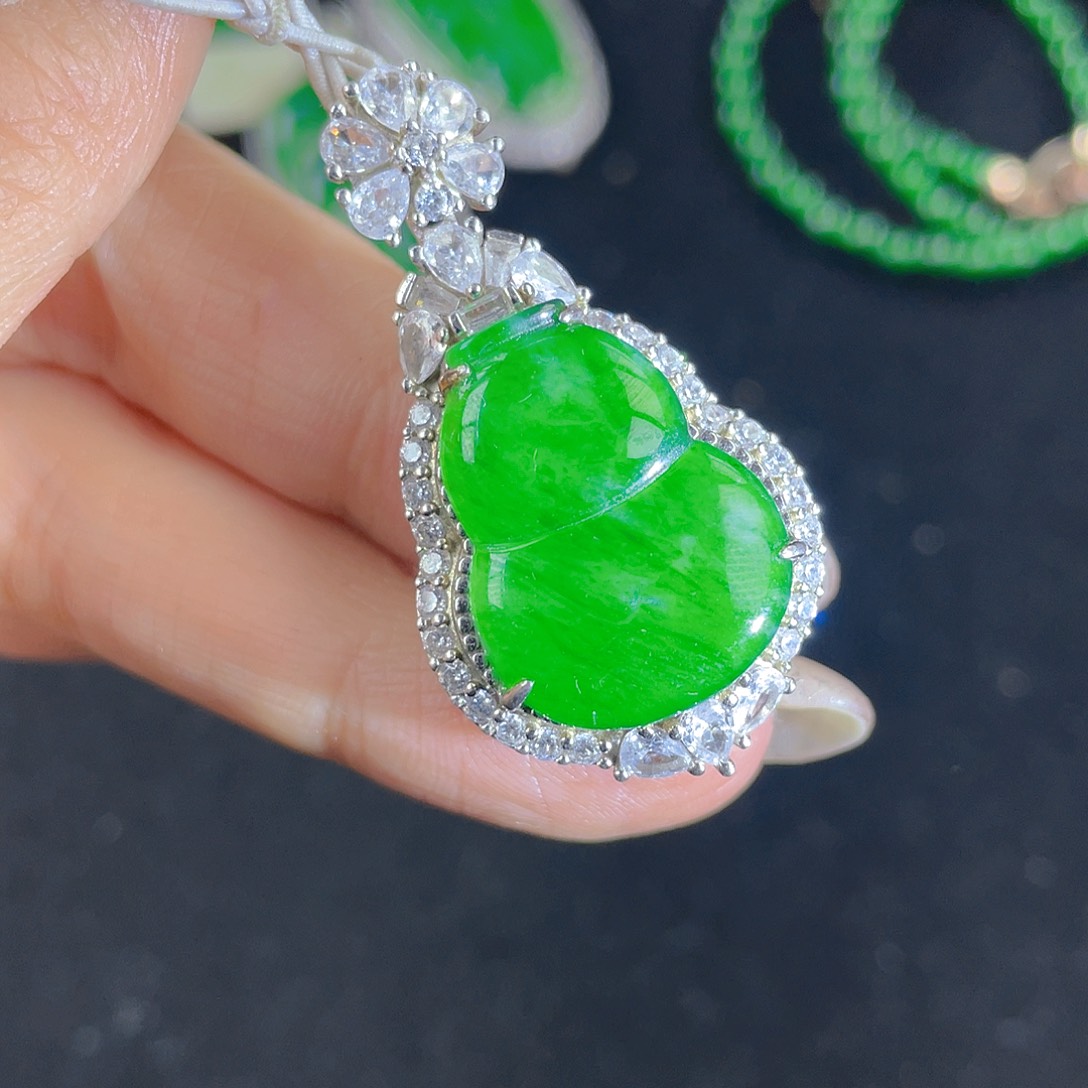 翡翠吊坠(不含链)银S925镶嵌