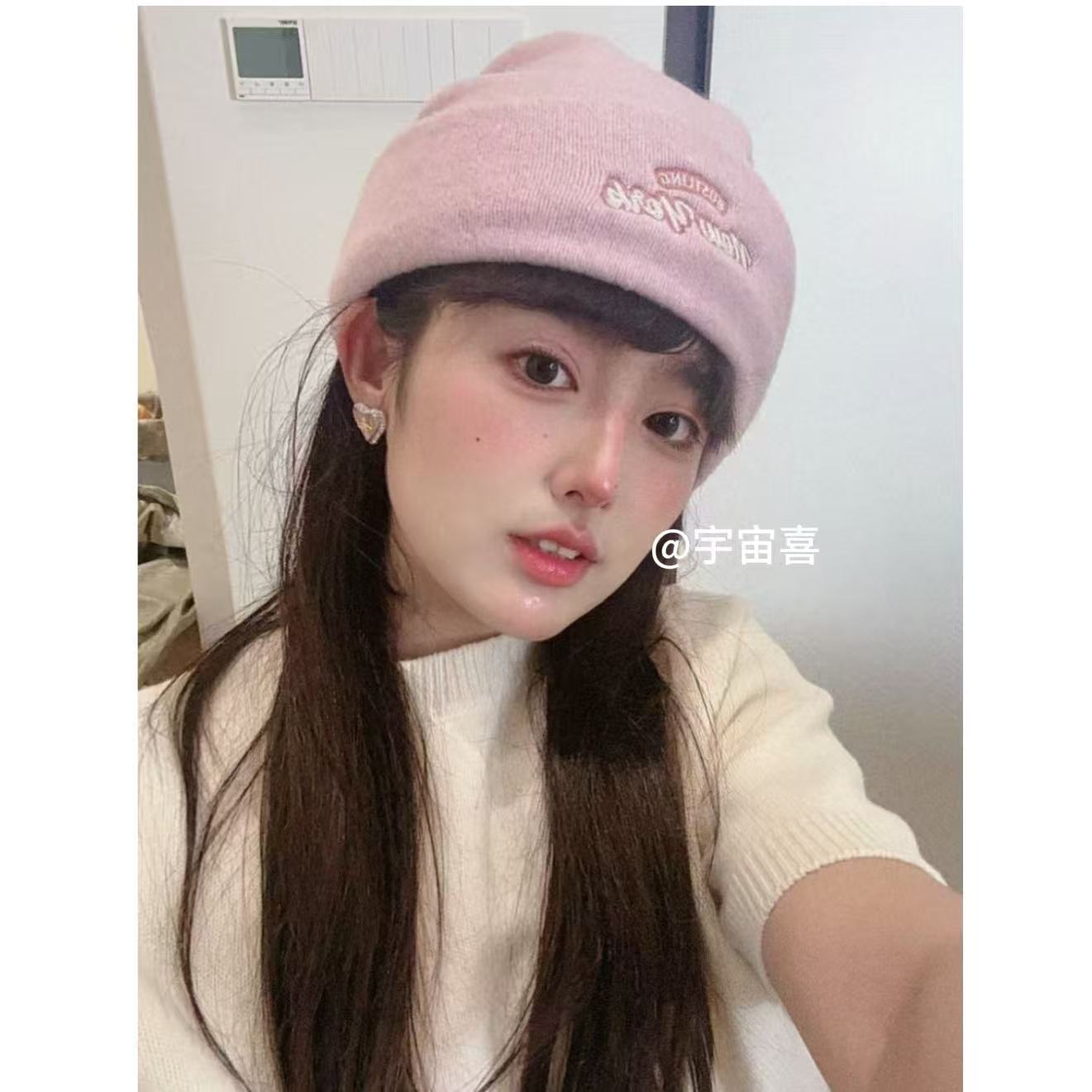 布艺手链 MZ49【baby粉色刺绣字母大头超友好冷帽针织帽】