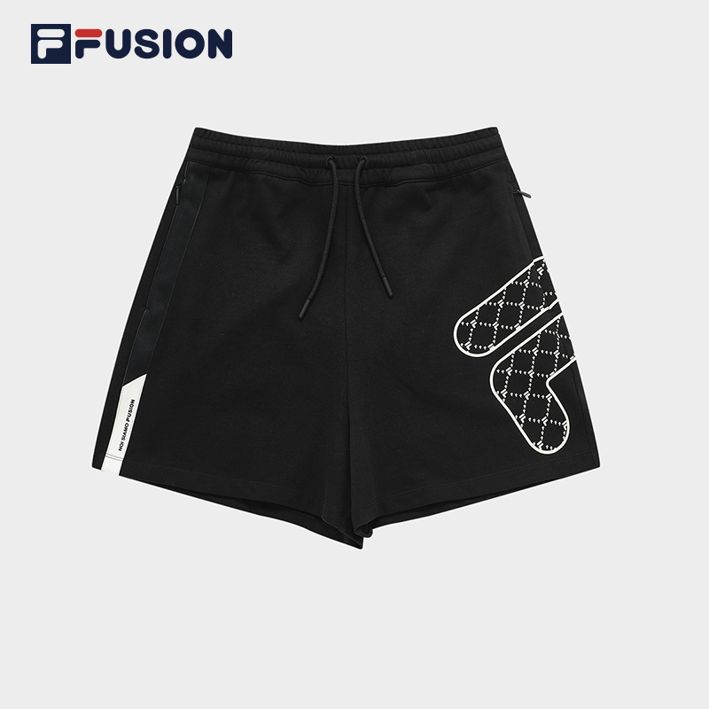 Fila/斐乐潮牌抽绳老花舒适短裤夏季女装运动裤裤宽松印花老钱风