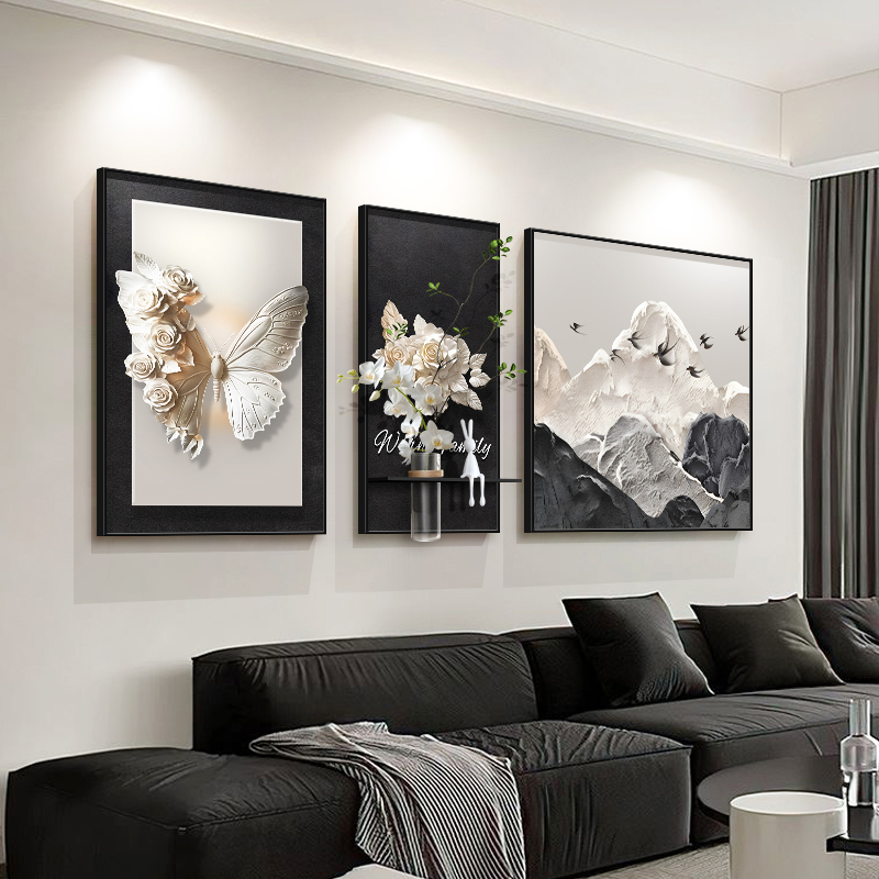 法式中古风客厅装饰画高级感沙发背景墙挂画简约现代2025新款壁画